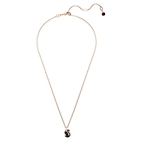 Swan pendant, Swan, Small, Black, 18K rose gold finish