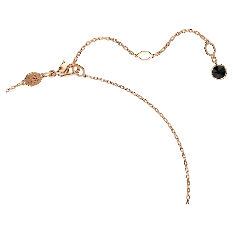 Swan pendant, Swan, Small, Black, 18K rose gold finish