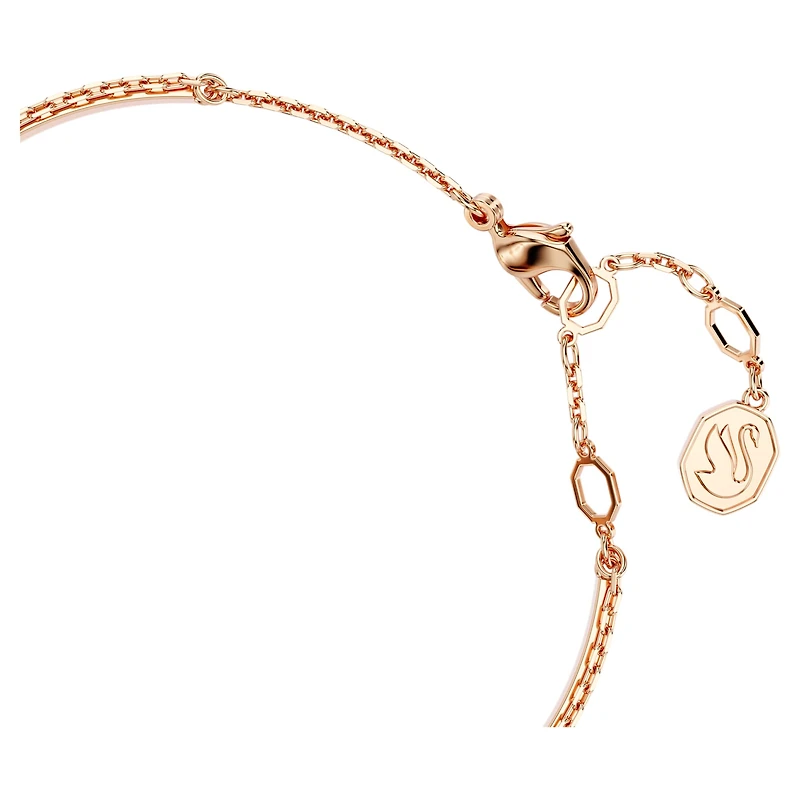 Swan bangle, Swan, Black, Rose gold-tone plated by SWAROVSKI