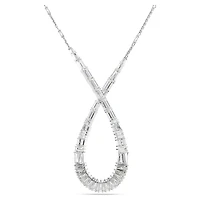 Hyperbola pendant, Mixed cuts, Infinity, White, Rhodium plated by SWAROVSKI