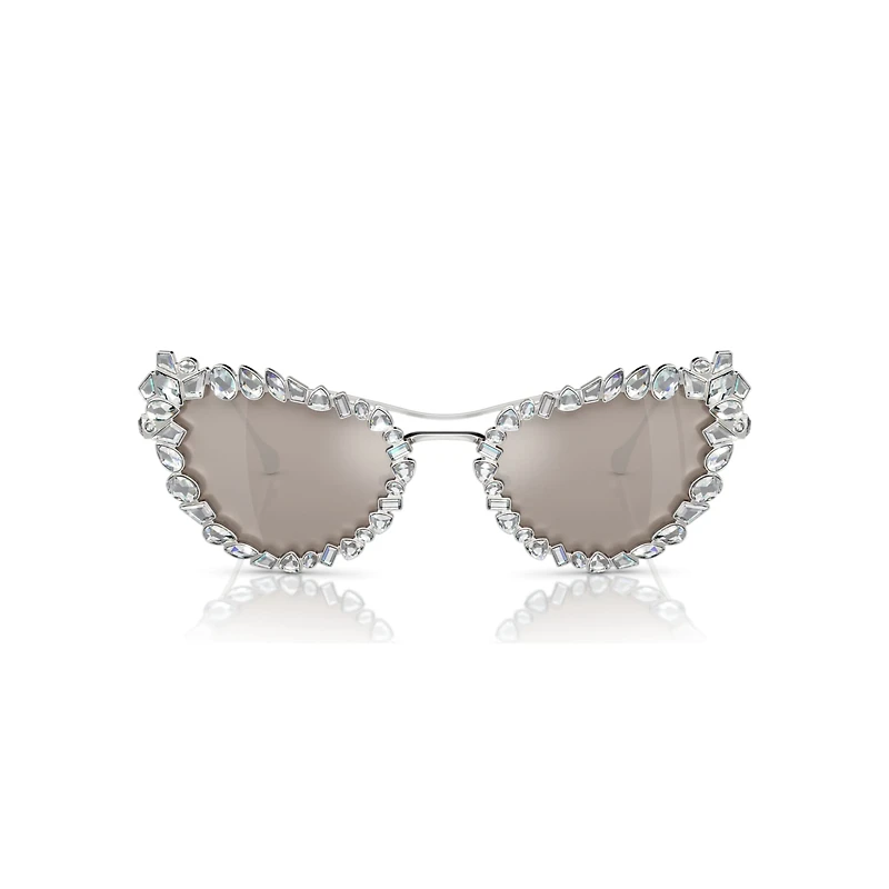 2 in 1 clip-on sunglasses, Statement, Cat-eye shape, SK7011, White by SWAROVSKI
