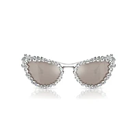 2 in 1 clip-on sunglasses, Statement, Cat-eye shape, SK7011, White by SWAROVSKI