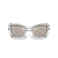 2 in 1 clip-on sunglasses, Statement, Cat-eye shape, SK7011, White by SWAROVSKI