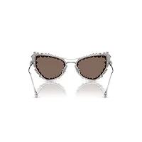 2 in 1 clip-on sunglasses, Statement, Cat-eye shape, SK7011, White by SWAROVSKI