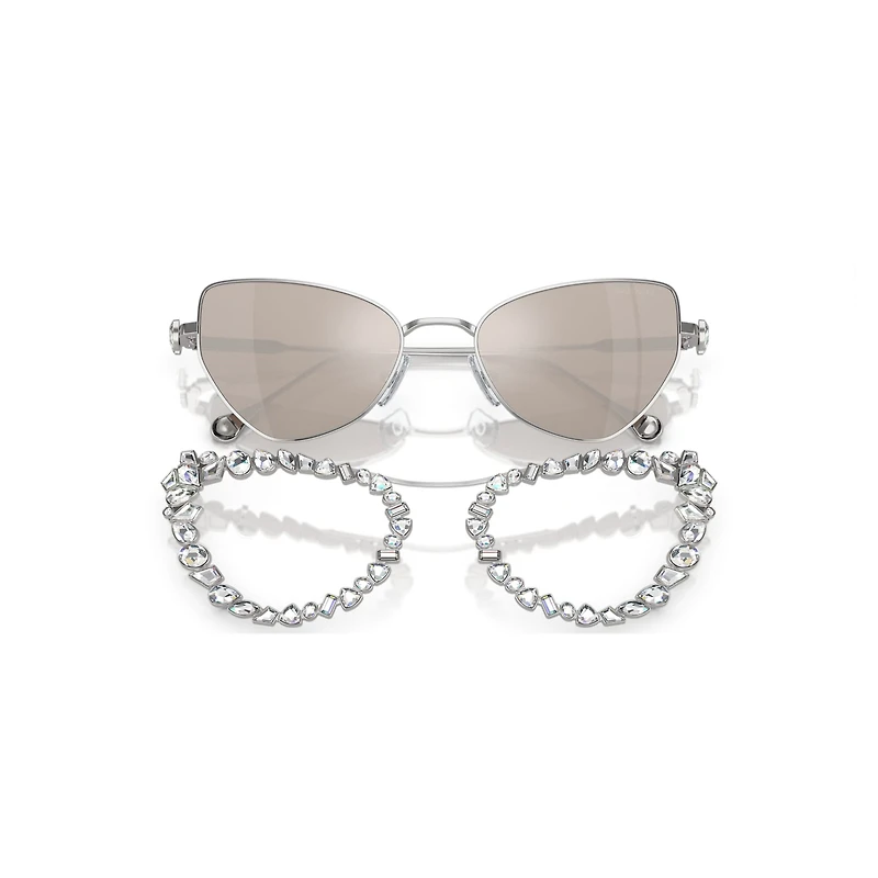 2 in 1 clip-on sunglasses, Statement, Cat-eye shape, SK7011, White by SWAROVSKI