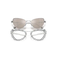 2 in 1 clip-on sunglasses, Statement, Cat-eye shape, SK7011, White by SWAROVSKI