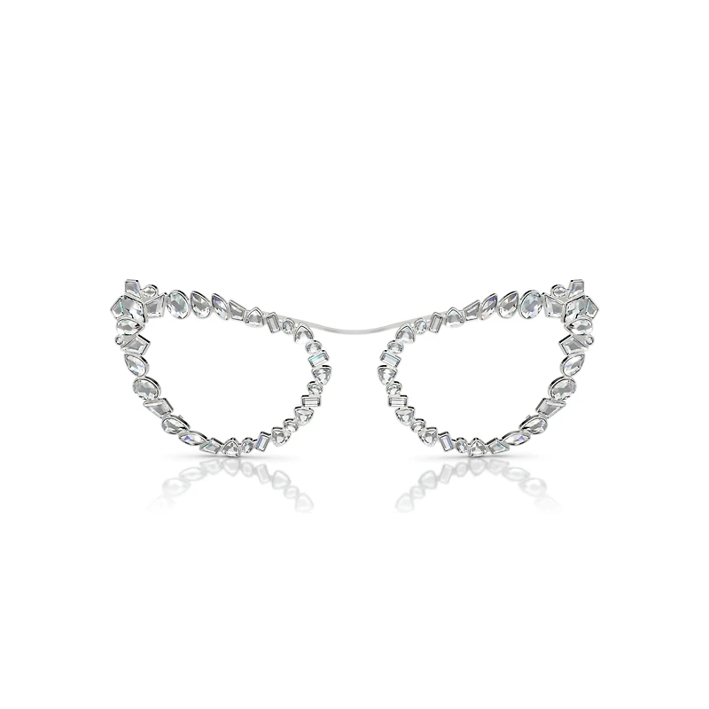 2 in 1 clip-on sunglasses, Statement, Cat-eye shape, SK7011, White by SWAROVSKI