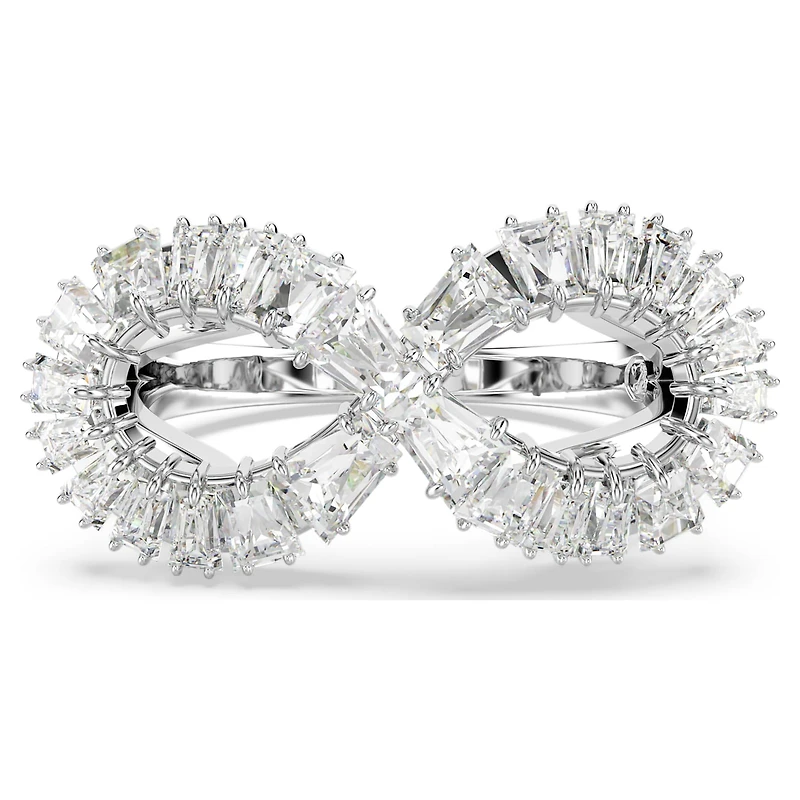 Hyperbola cocktail ring, Infinity, White, Rhodium plated by SWAROVSKI