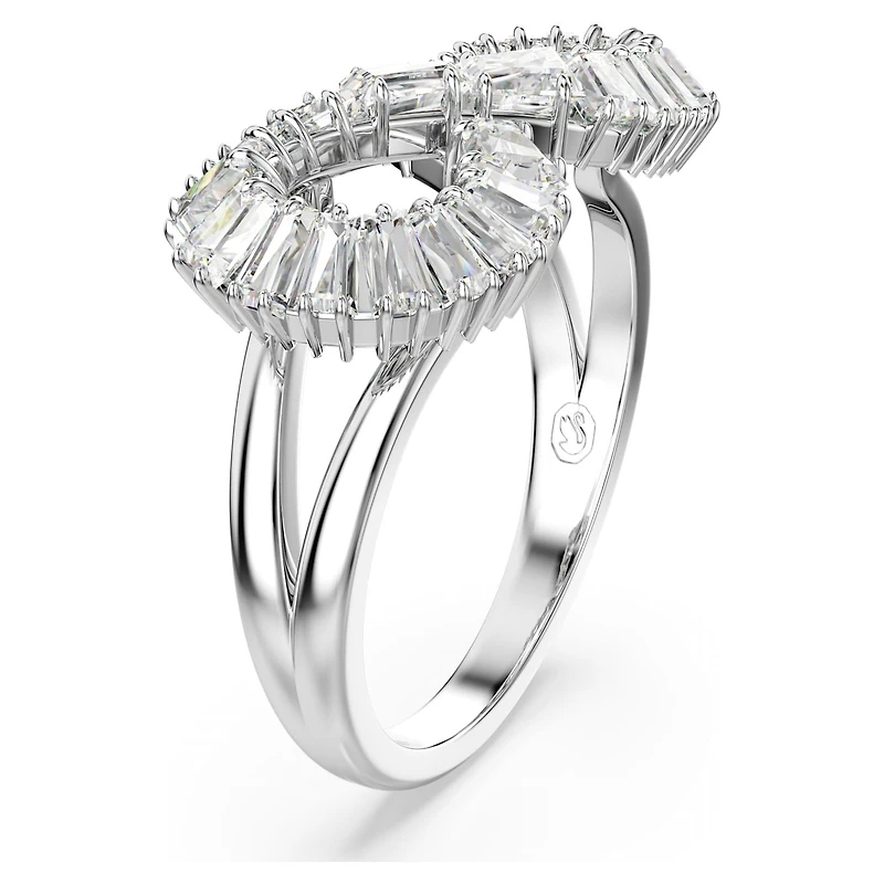 Hyperbola cocktail ring, Infinity, White, Rhodium plated by SWAROVSKI