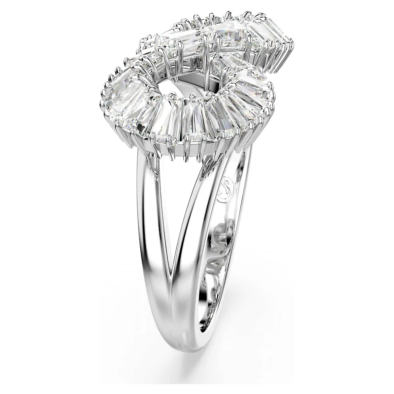 Hyperbola cocktail ring, Infinity, White, Rhodium plated by SWAROVSKI