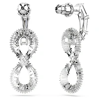 Hyperbola drop earrings, Infinity, White, Rhodium plated by SWAROVSKI