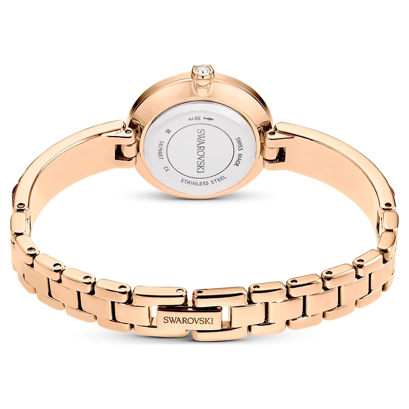 Matrix bangle watch, Swiss Made, Crystal bracelet, Grey, Rose gold-tone finish by SWAROVSKI