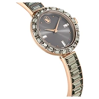 Matrix bangle watch, Swiss Made, Crystal bracelet, Grey, Rose gold-tone finish by SWAROVSKI