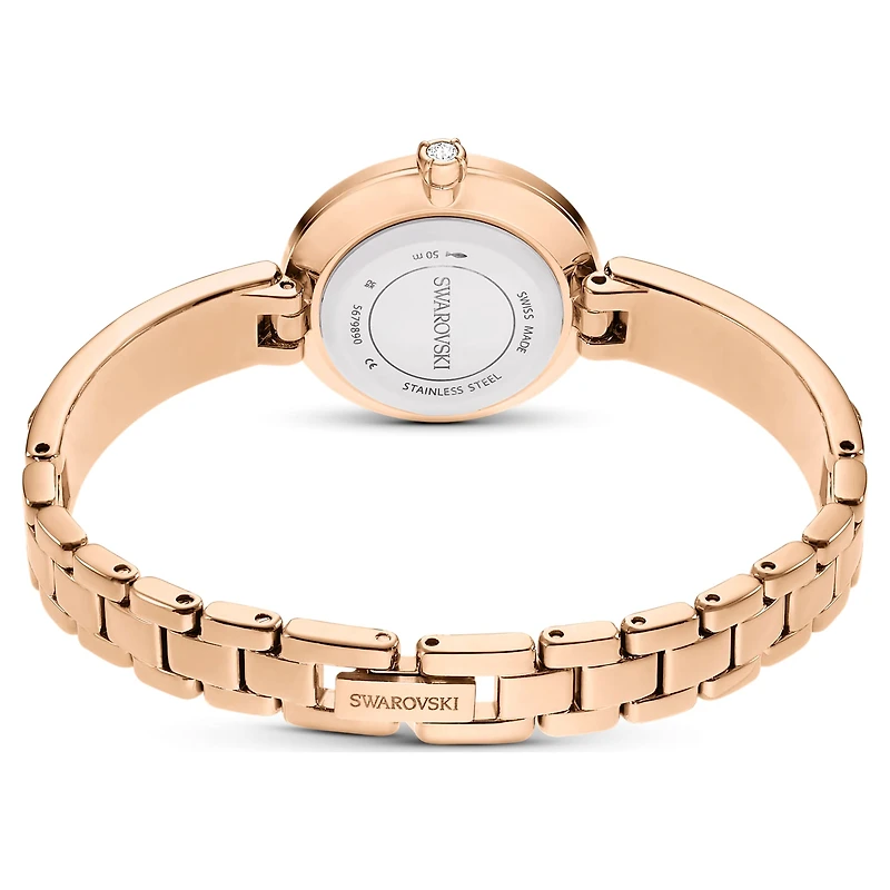 Matrix bangle watch, Swiss Made, Crystal bracelet, Pink, Rose gold-tone finish by SWAROVSKI