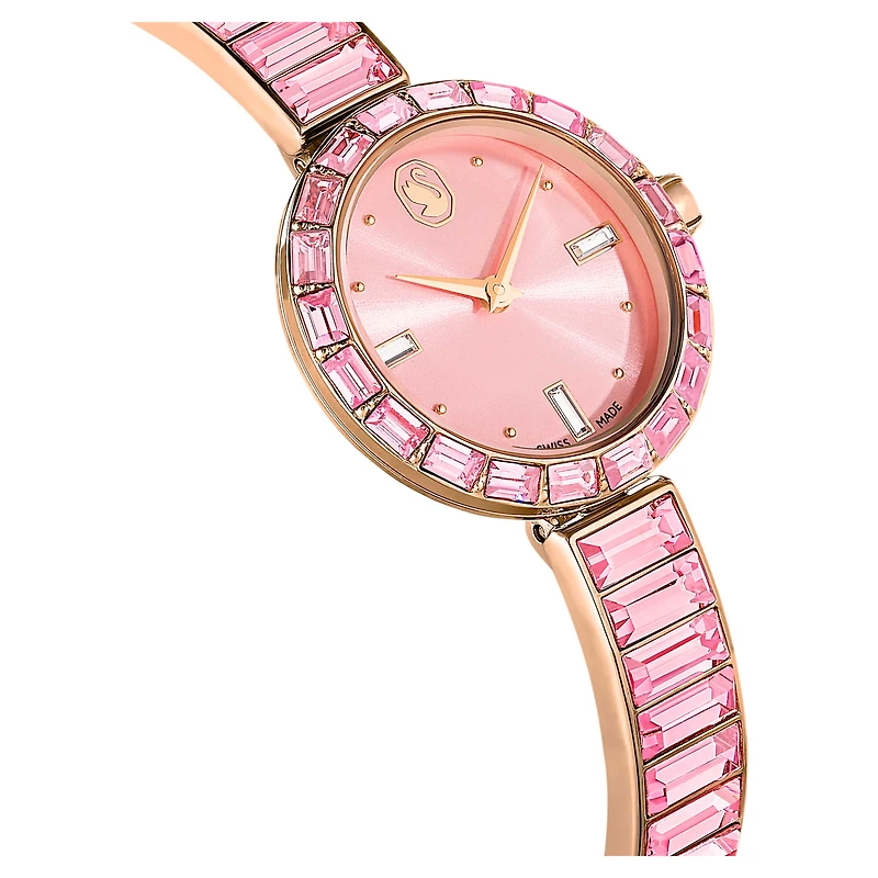 Matrix bangle watch, Swiss Made, Crystal bracelet, Pink, Rose gold-tone finish by SWAROVSKI