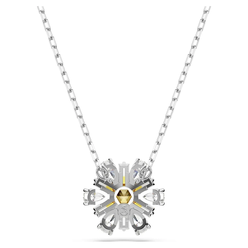 Idyllia pendant, Flower, Yellow, Rhodium plated by SWAROVSKI