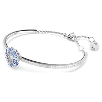 Idyllia bangle, Flower, Blue, Rhodium plated by SWAROVSKI