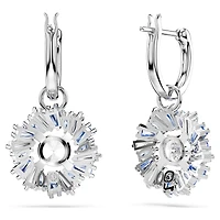 Idyllia drop earrings, Mixed cuts, Flower, Blue, Rhodium plated by SWAROVSKI