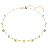 Imber necklace, Round cut, Scattered design, White, 18K gold finish