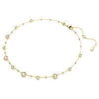 Imber necklace, Round cut, Scattered design, White, 18K gold finish