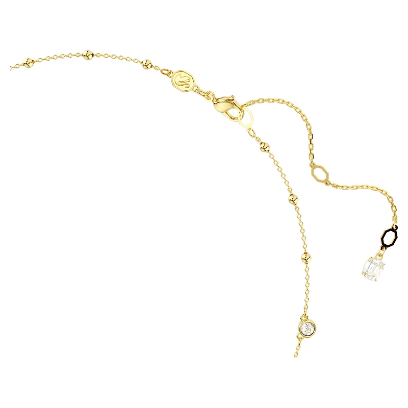 Imber necklace, Round cut, Scattered design, White, 18K gold finish