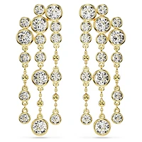 Imber drop earrings, Round cut, Chandelier, White, 18K gold finish