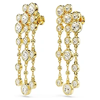 Imber drop earrings, Round cut, Chandelier, White, Gold-tone plated by SWAROVSKI