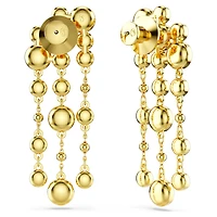 Imber drop earrings, Round cut, Chandelier, White, 18K gold finish
