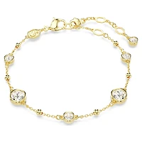 Imber bracelet, Round cut, Scattered design, White, 18K gold finish