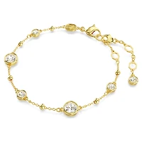 Imber bracelet, Round cut, Scattered design, White, 18K gold finish