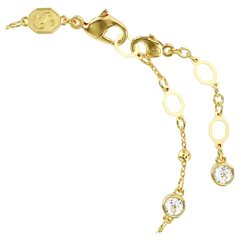 Imber bracelet, Round cut, Scattered design, White, 18K gold finish