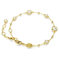 Imber bracelet, Round cut, Scattered design, White, 18K gold finish