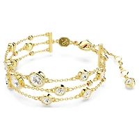 Imber wide bracelet, Round cut, White, 18K gold finish