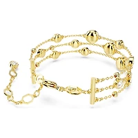 Imber wide bracelet, Round cut, White, 18K gold finish