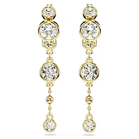 Imber drop earrings, Round cut, White, 18K gold finish