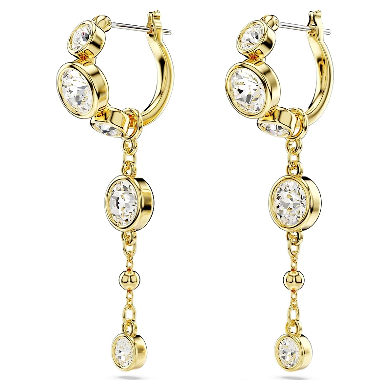 Imber drop earrings, Round cut, White, 18K gold finish