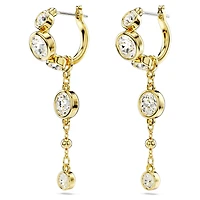 Imber drop earrings, Round cut, White, 18K gold finish