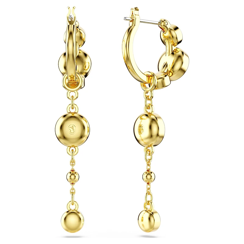 Imber drop earrings, Round cut, White, 18K gold finish