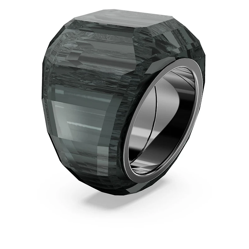 Lucent cocktail ring, Black, Ruthenium plated by SWAROVSKI