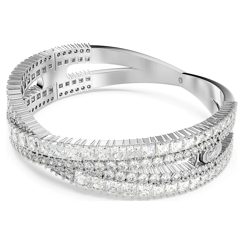 Hyperbola cuff, Mixed cuts, Infinity, White, Rhodium plated by SWAROVSKI
