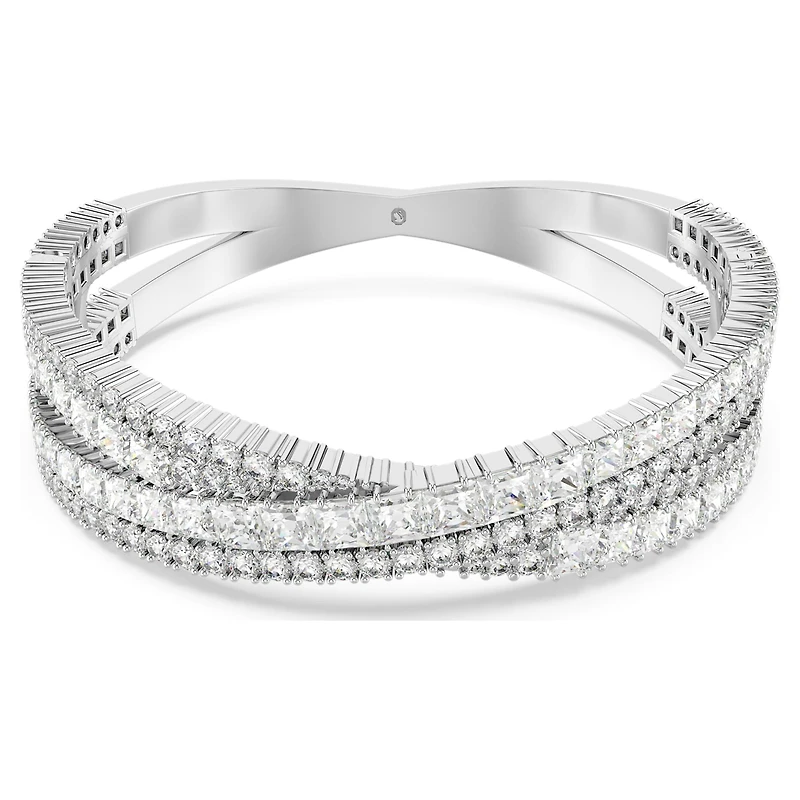 Hyperbola cuff, Mixed cuts, Infinity, White, Rhodium plated