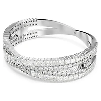Hyperbola cuff, Mixed cuts, Infinity, White, Rhodium plated