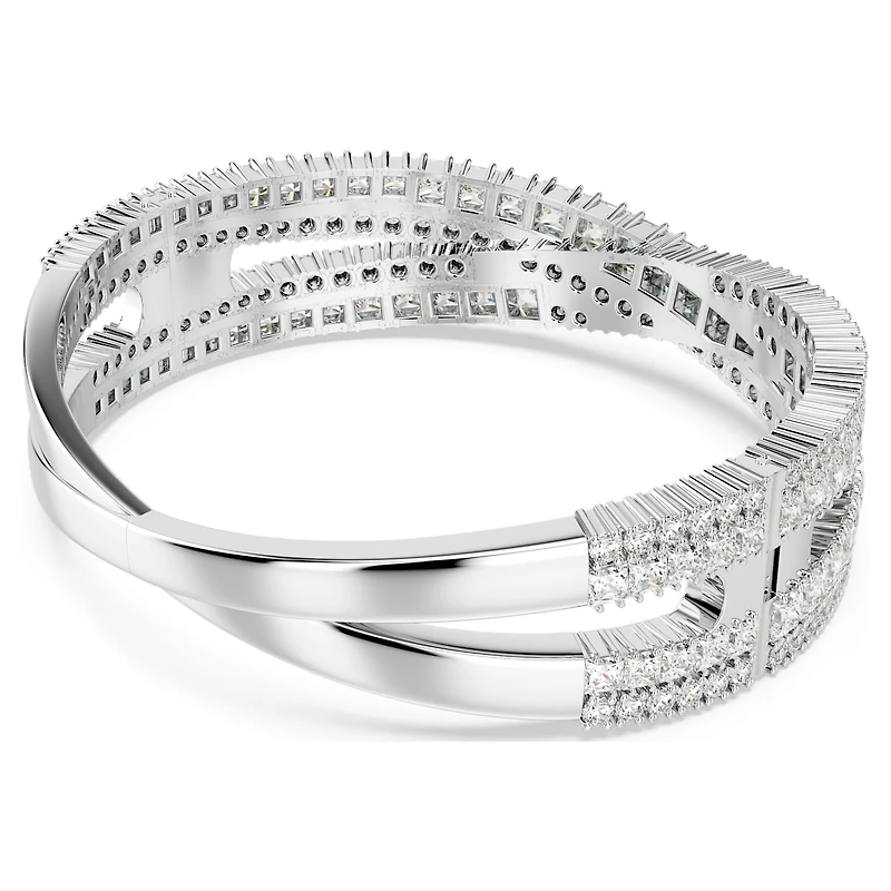Hyperbola cuff, Mixed cuts, Infinity, White, Rhodium plated