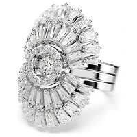 Idyllia ring, Set (3), Mixed cuts, Shell, White, Rhodium plated by SWAROVSKI