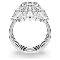 Idyllia ring, Set (3), Mixed cuts, Shell, White, Rhodium plated