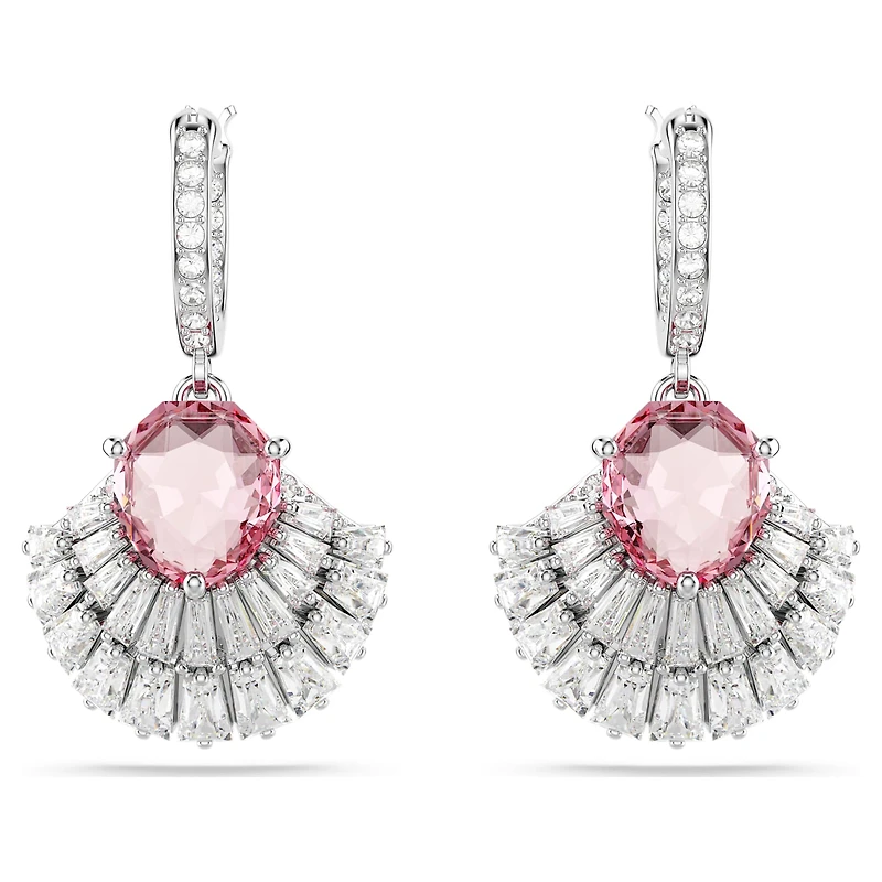 Idyllia drop earrings, Mixed cuts, Shell, Pink, Rhodium plated by SWAROVSKI