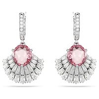 Idyllia drop earrings, Mixed cuts, Shell, Pink, Rhodium plated by SWAROVSKI