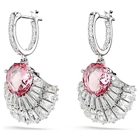 Idyllia drop earrings, Mixed cuts, Shell, Pink, Rhodium plated by SWAROVSKI