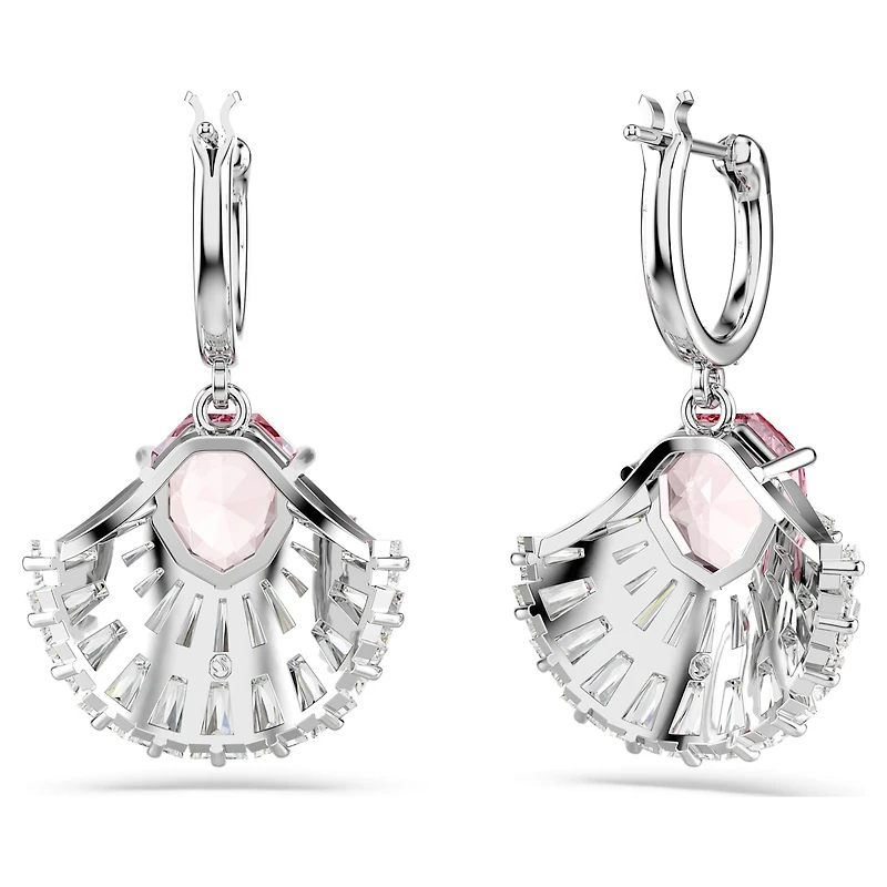 Idyllia drop earrings, Mixed cuts, Shell, Pink, Rhodium plated by SWAROVSKI