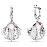 Idyllia drop earrings, Mixed cuts, Shell, Pink, Rhodium plated by SWAROVSKI
